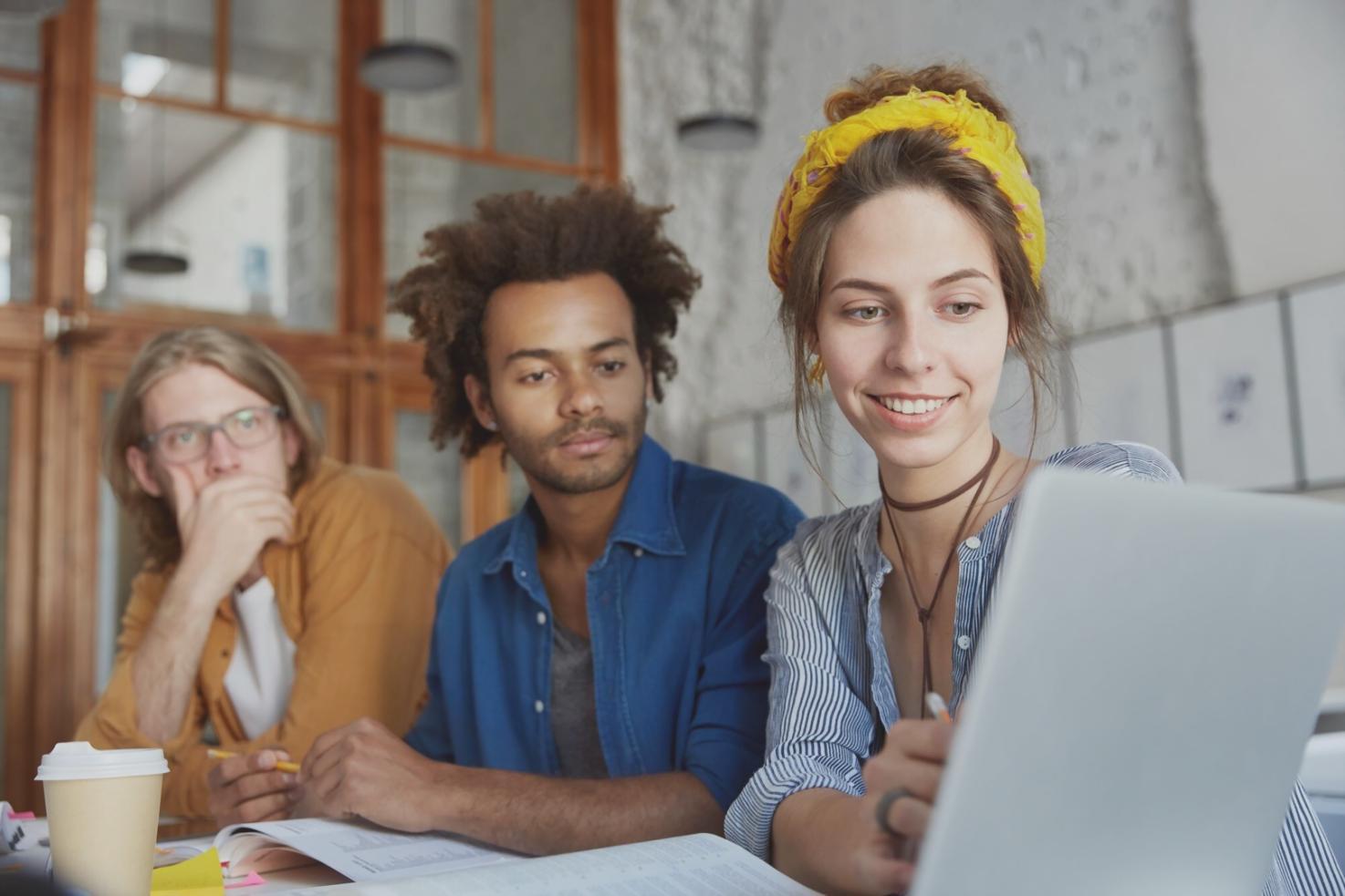 Professional team collaboration in modern workspace